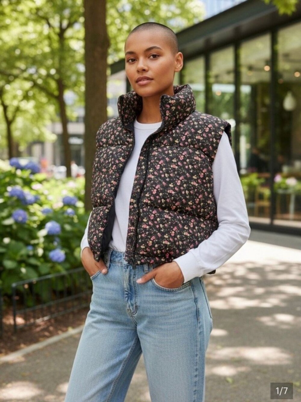 Deluc Styx Printed Floral Puffer Gilet Vest